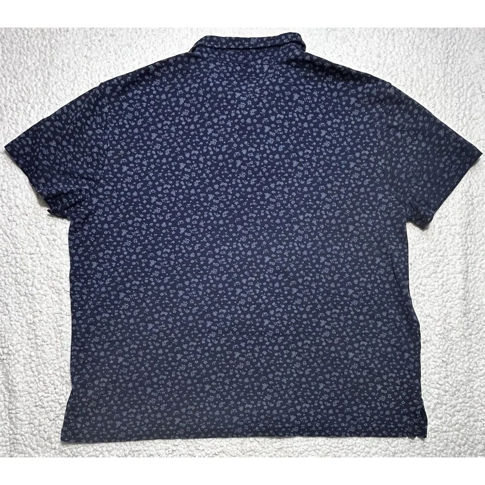 Polo Ralph Lauren Men's XL Custom Slim Fit Indigo Floral Pique Polo Shirt Logo